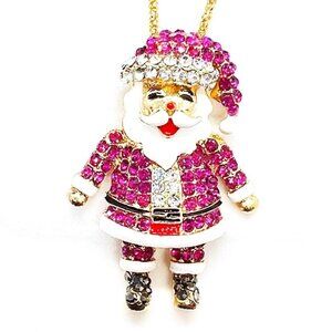 Purple SANTA Claus Christmas Pendant Necklace